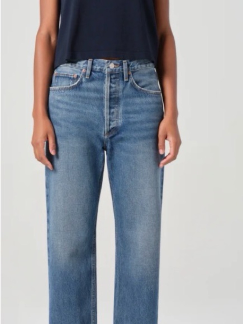 Agolde Straight Leg Jeans in Medium Blue Wash